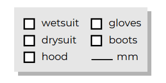 Log entry of diving equipment.